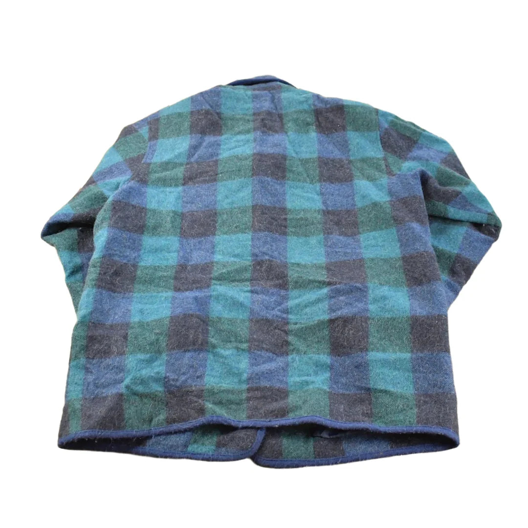 Vintage 1990s Eddie Bauer Wool knit Plaid Coat Jacket Women's XL / 90s Streetwear / Outerwear / Outdoors from propervintagecanada