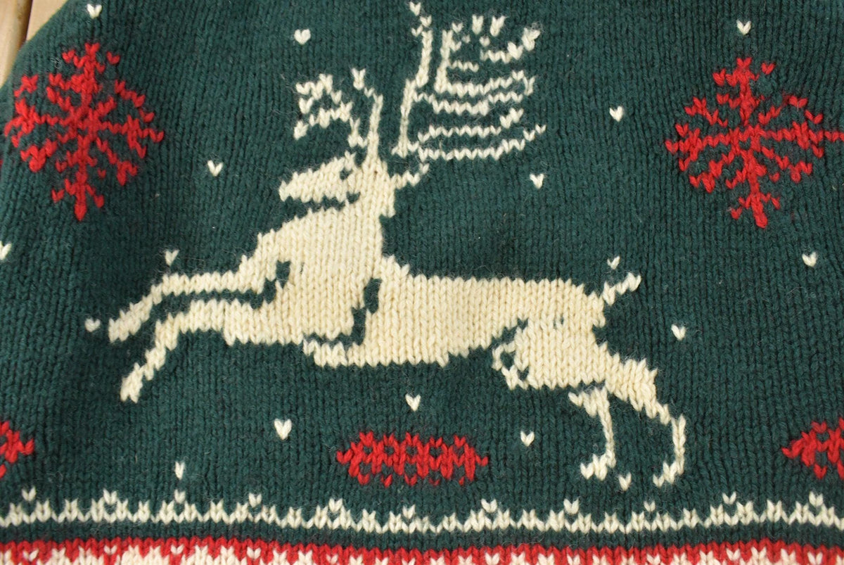 Vintage 1990s Eddie Bauer Wool Knit Reindeer Crewneck Sweater Men's S from propervintagecanada