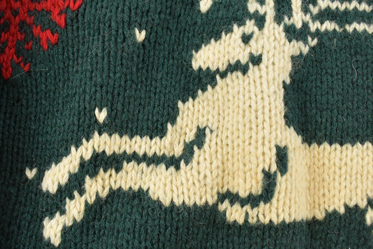 Vintage 1990s Eddie Bauer Wool Knit Reindeer Crewneck Sweater Men's S from propervintagecanada