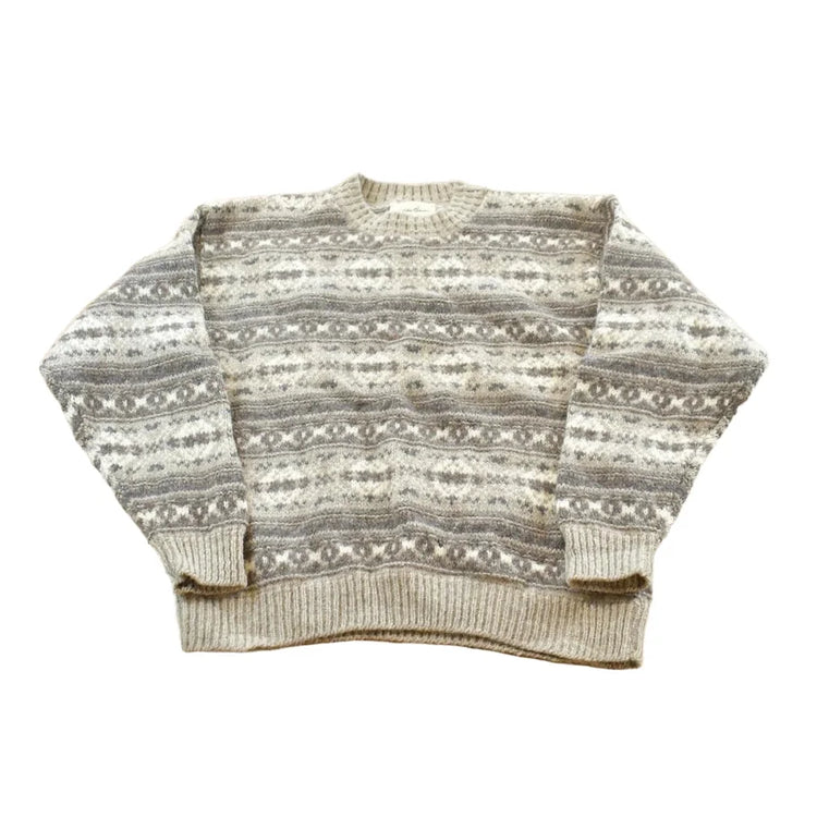 Vintage 1990s Eddie Bauer Wool Knit Striped Crewneck Sweater Men's M from propervintagecanada