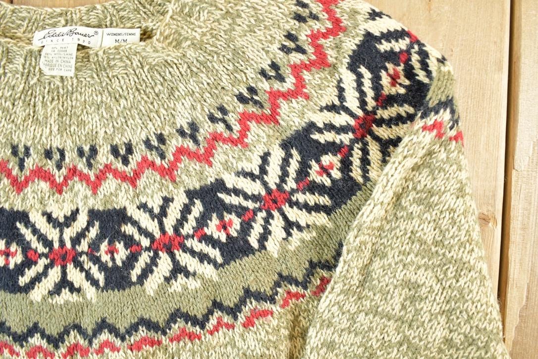 Vintage 1990s Eddie Bauer Wool Knit Sweater Womens Large from propervintagecanada