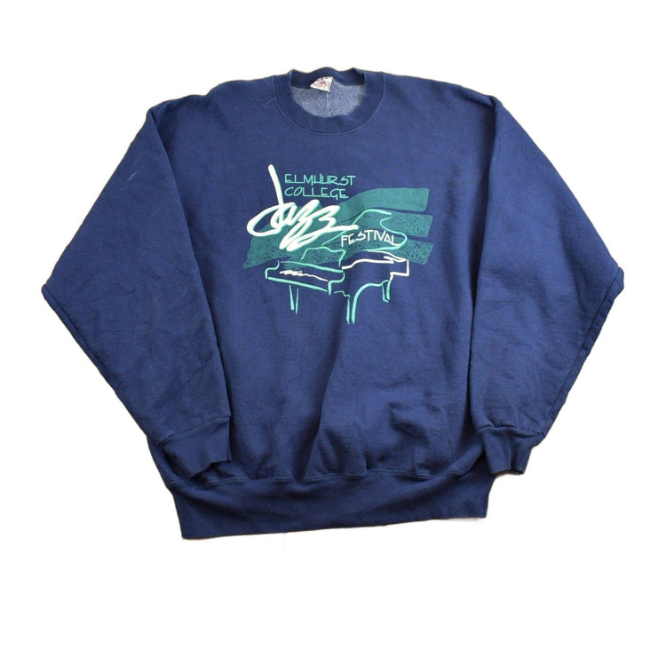 Vintage 1990s Elmhurst College Jazz Festival Souvenir Travel Crewneck Sweatshirt Men's 2XL from propervintagecanada