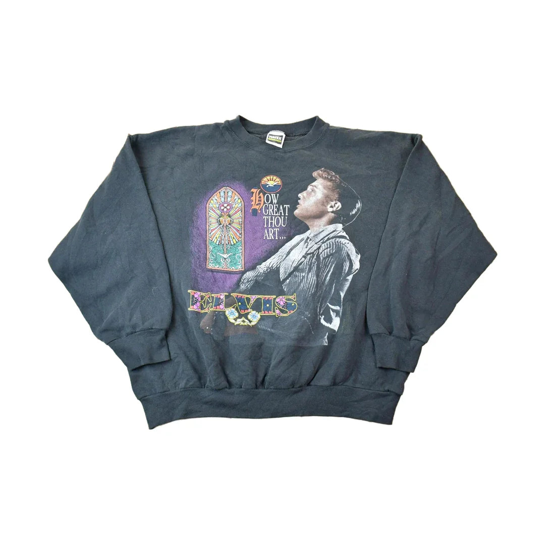 Vintage 1990s Elvis How Great Thou Art Crewneck Sweatshirt Men's 2XL from propervintagecanada