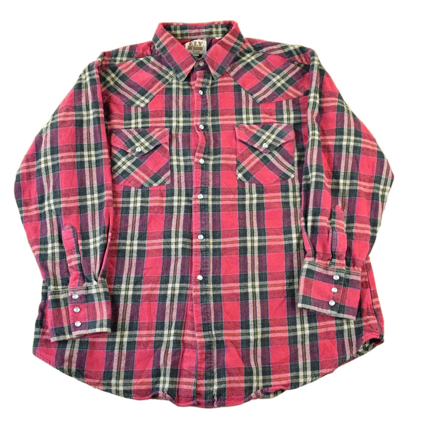 Vintage 1990s Ely Cattleman Western Flannel Pearl Snap Button Up Shirt Men's XL from propervintagecanada