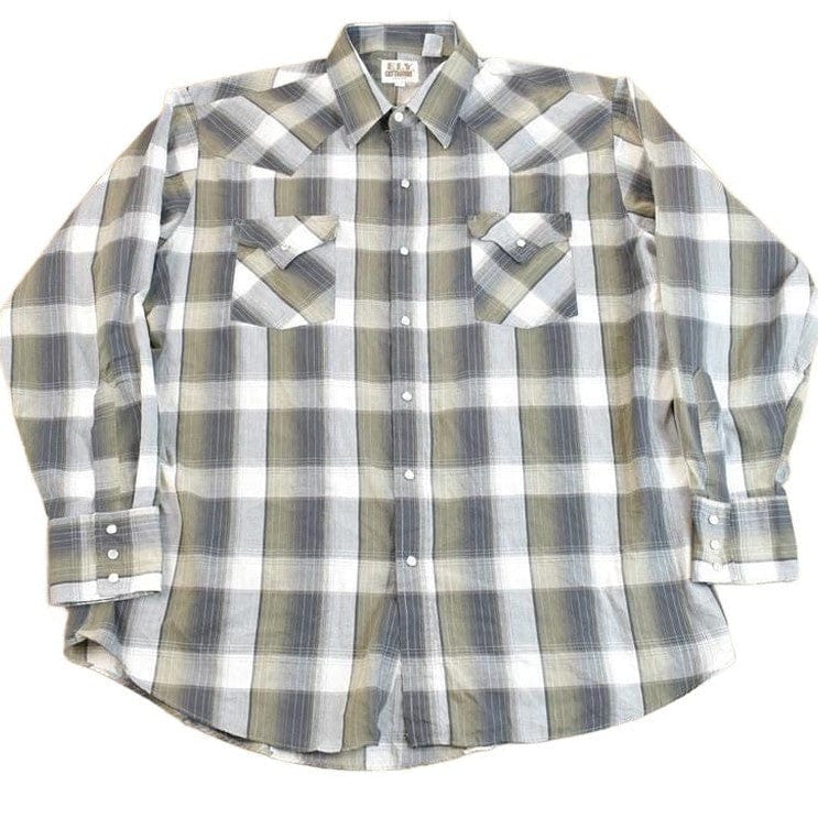 Vintage 1990s Ely Cattleman Western Style Pearl Snap Button Down Flannel Shirt Men's XL from propervintagecanada
