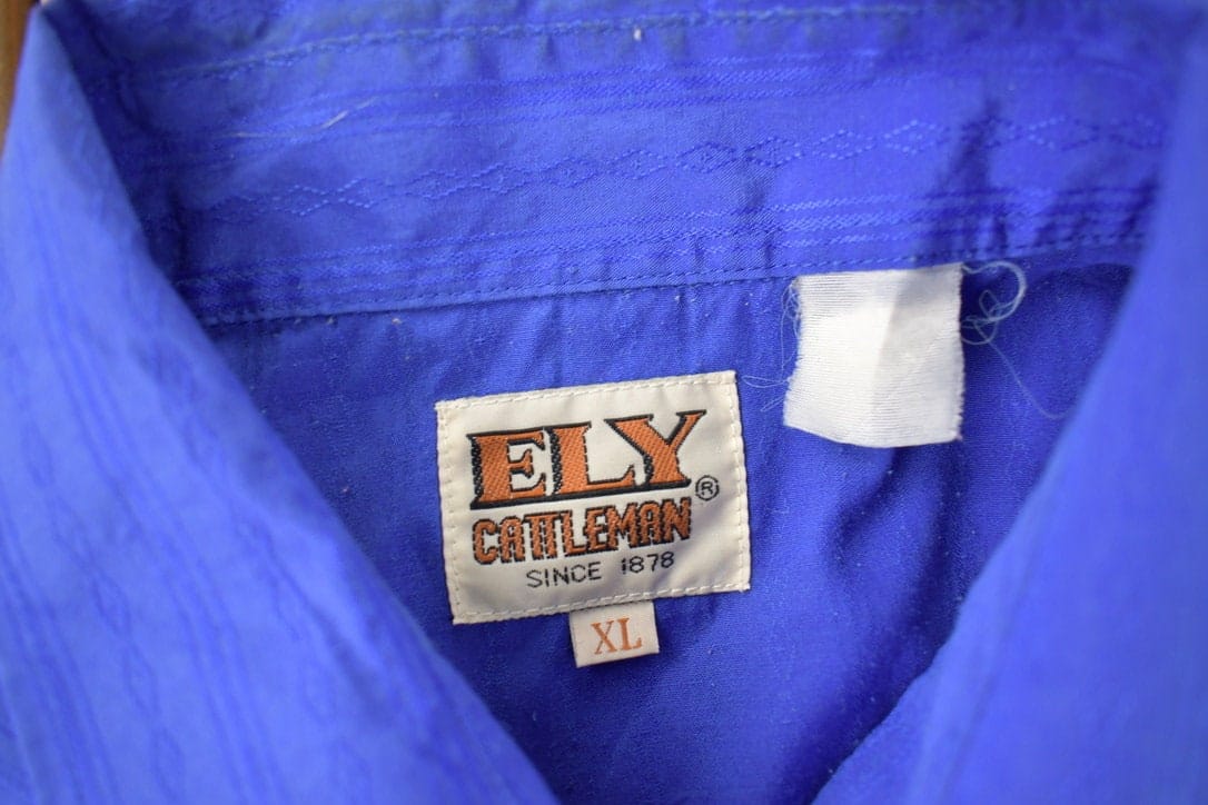 Vintage 1990s Ely Cattleman Western Style Pearl Snap Button Up Shirt Men's XL from propervintagecanada