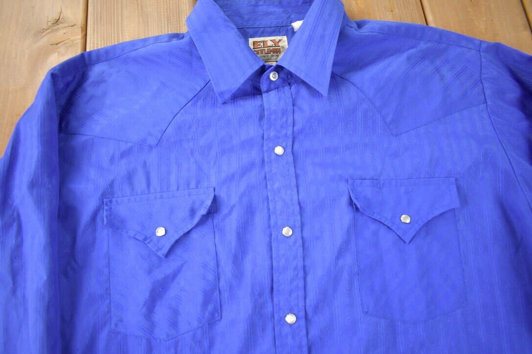 Vintage 1990s Ely Cattleman Western Style Pearl Snap Button Up Shirt Men's XL from propervintagecanada