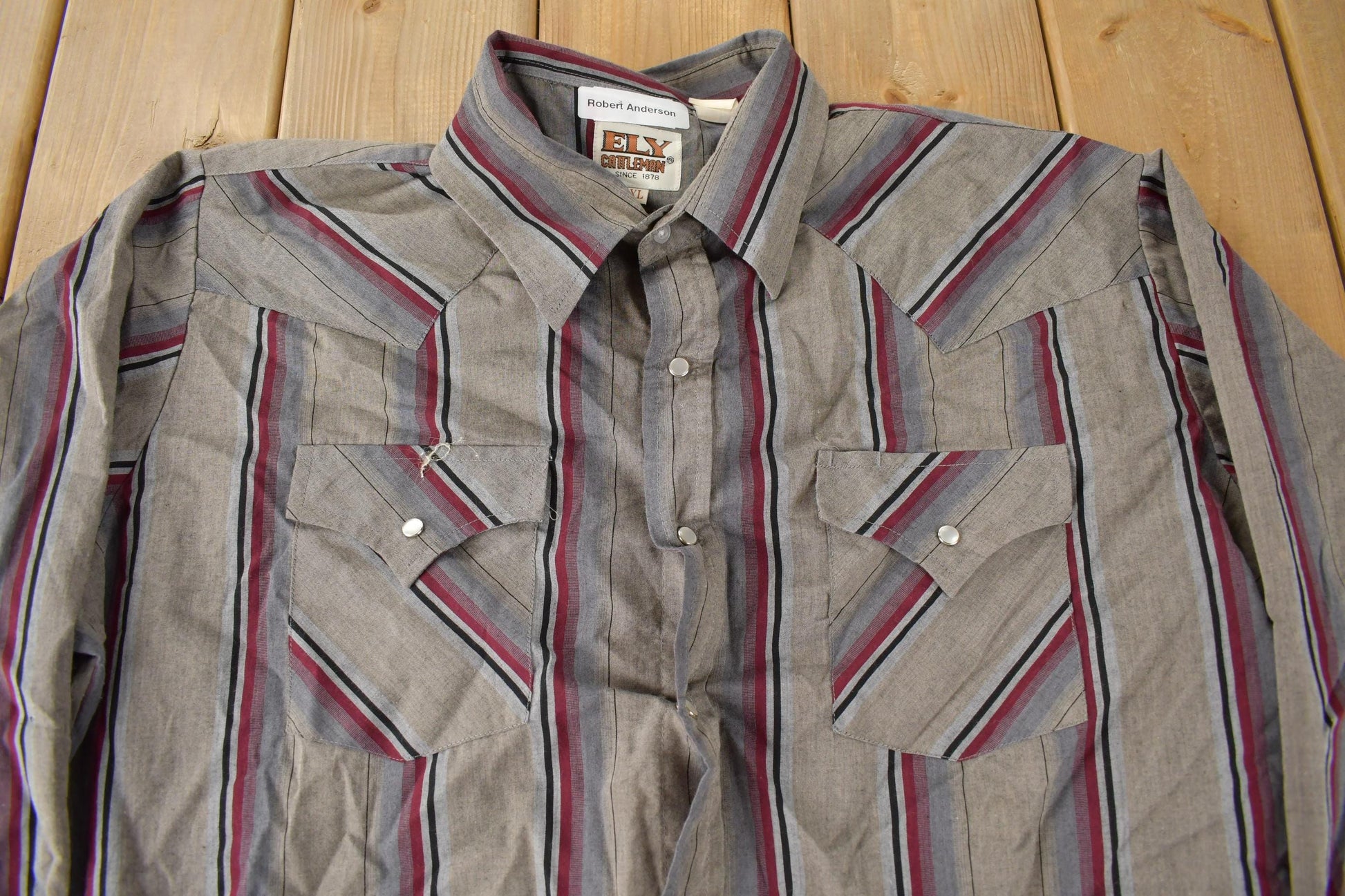 Vintage 1990s Ely Cattleman Western Style Pearl Snap Button Up Shirt Men's XL from propervintagecanada