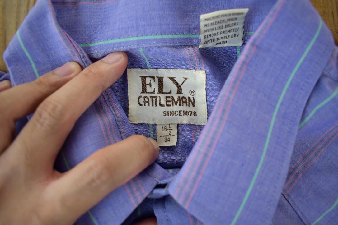 Vintage 1990s Ely Gentleman Stripe Western Shirt Men's XL from propervintagecanada