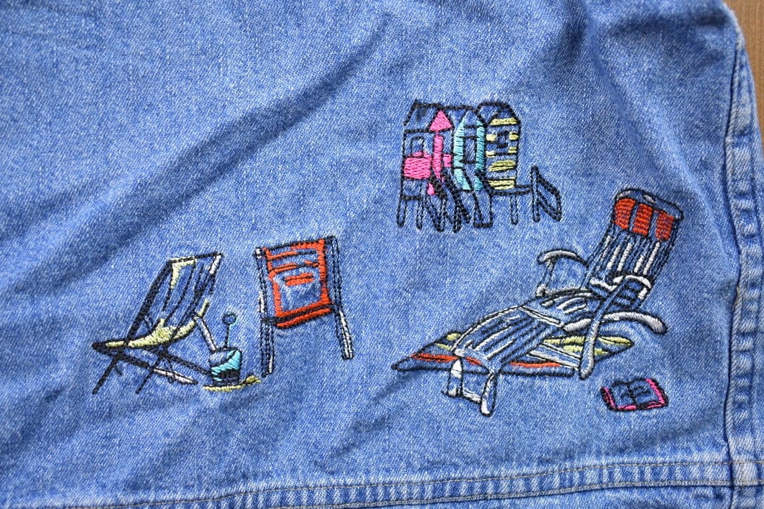 Vintage 1990s Embroidered Jean Button Up Shirt Men's XL from propervintagecanada