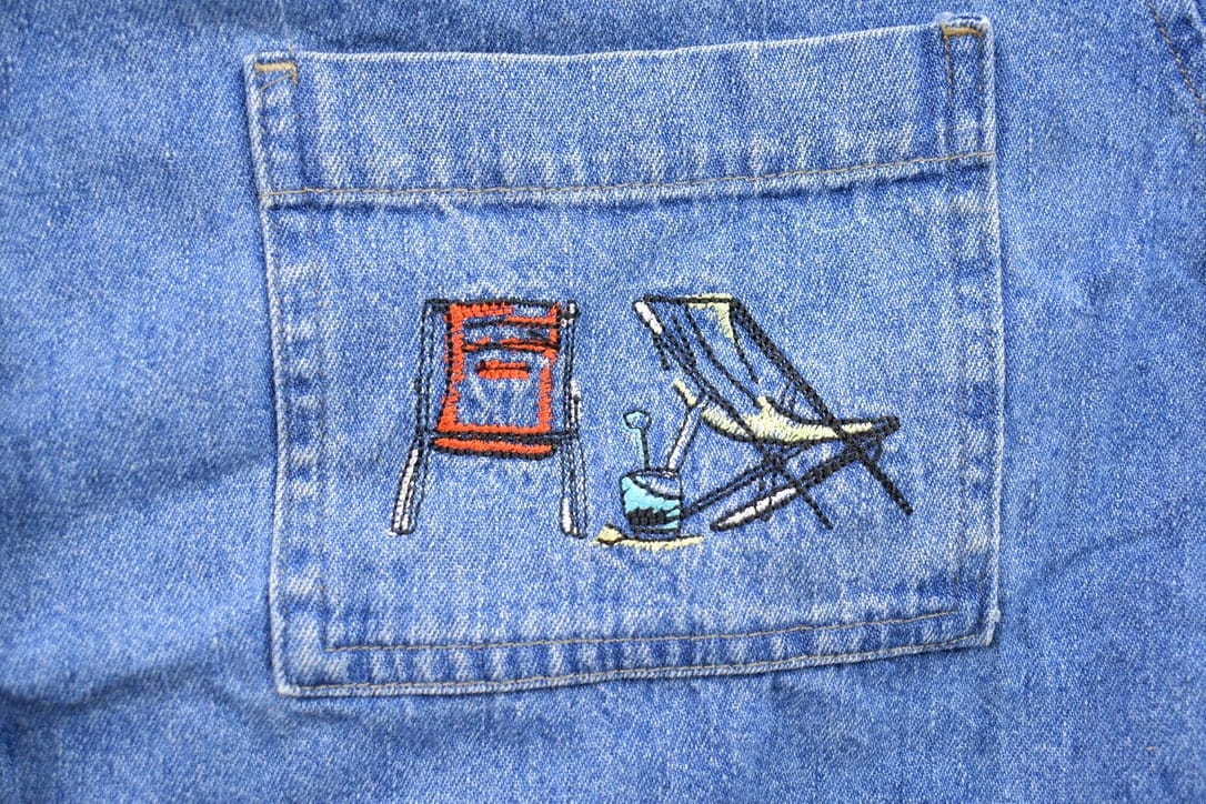 Vintage 1990s Embroidered Jean Button Up Shirt Men's XL from propervintagecanada