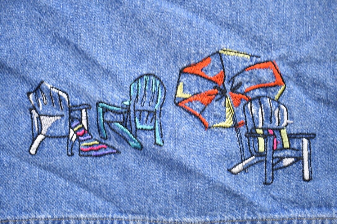 Vintage 1990s Embroidered Jean Button Up Shirt Men's XL from propervintagecanada