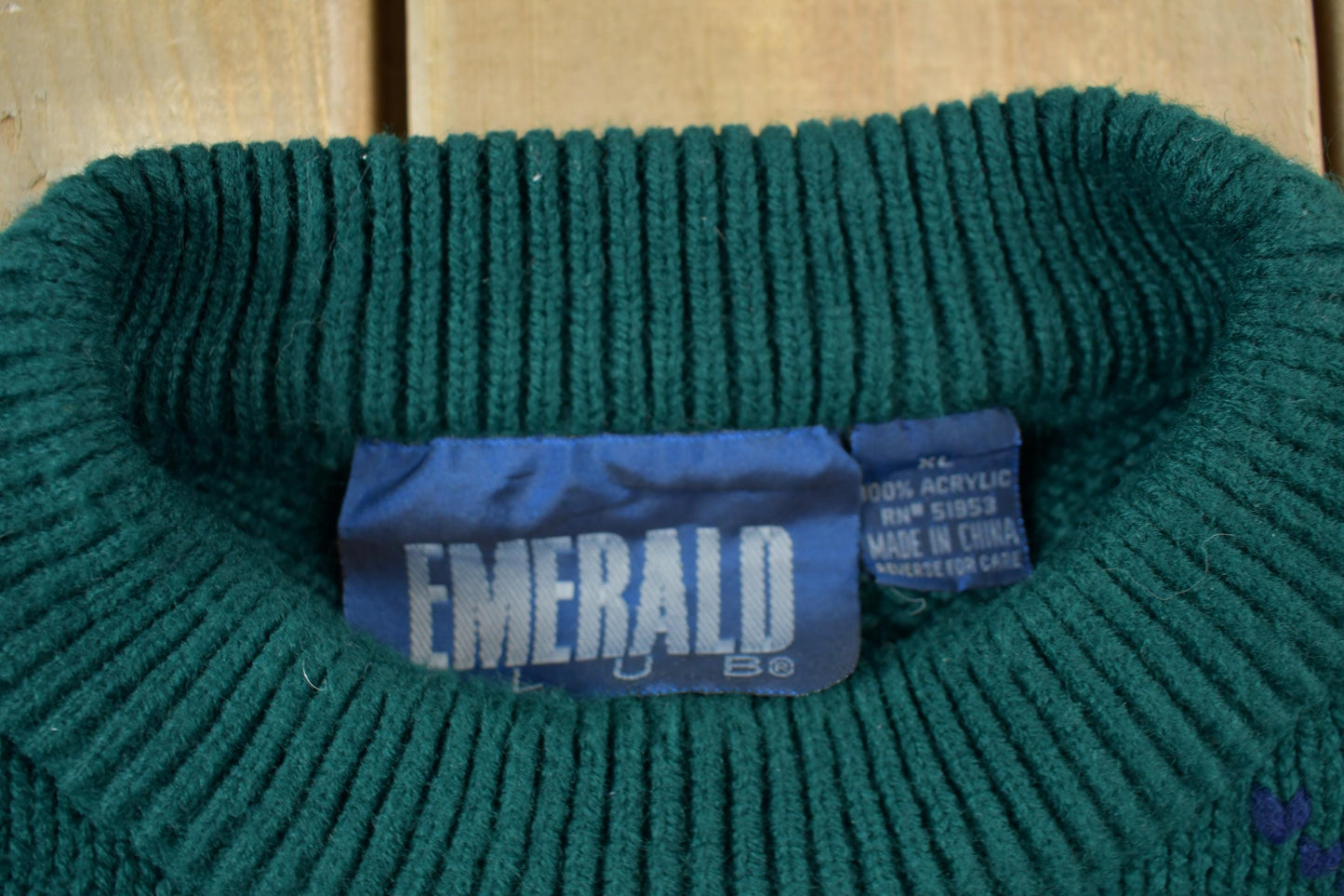 Vintage 1990s Emerald Argyle Wool Knit Sweater Men's Large from propervintagecanada