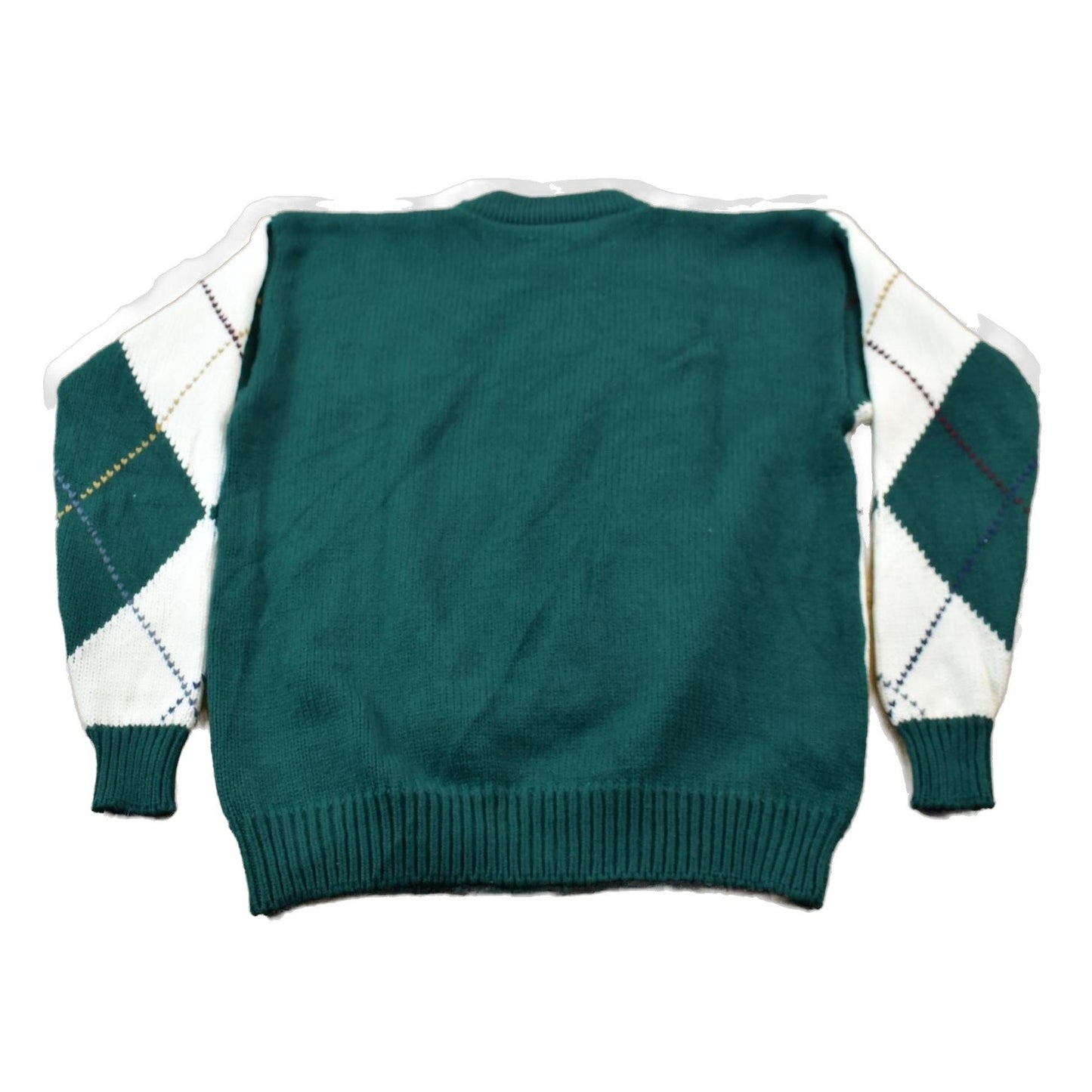 Vintage 1990s Emerald Argyle Wool Knit Sweater Men's Large from propervintagecanada