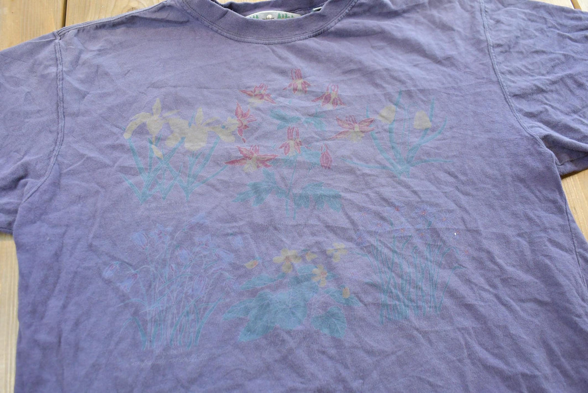 Vintage 1990s EMS Flowers T-Shirt Mens S from propervintagecanada