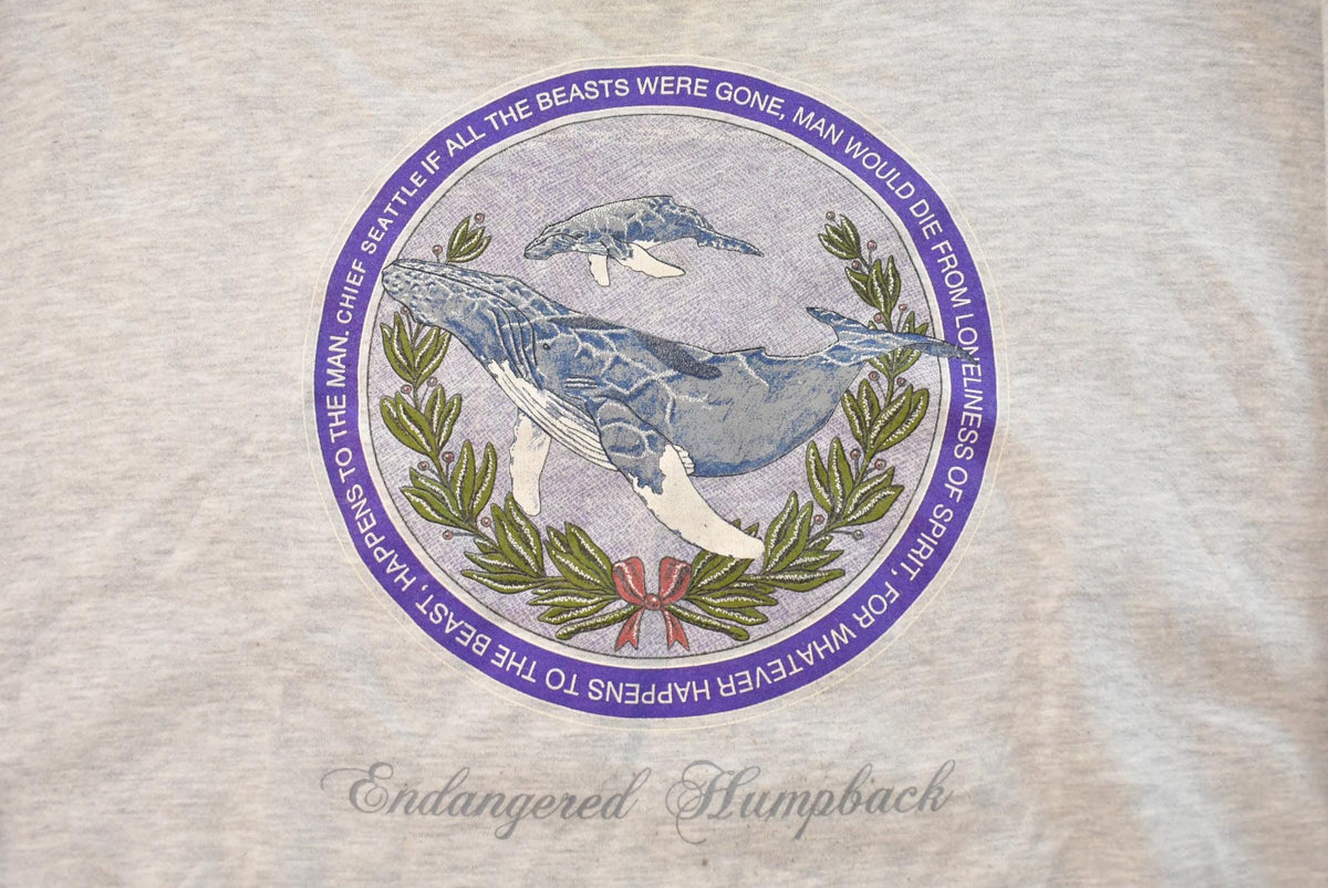 Vintage 1990s Endangered Humpback Whale Graphic Crewneck Sweatshirt Men's XL from propervintagecanada