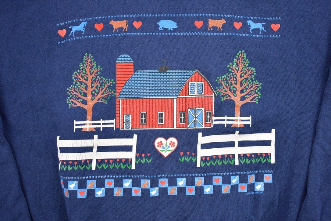 Vintage 1990s Endless Designs Farm Theme Crewneck Sweater Men's MMen's Medium from propervintagecanada