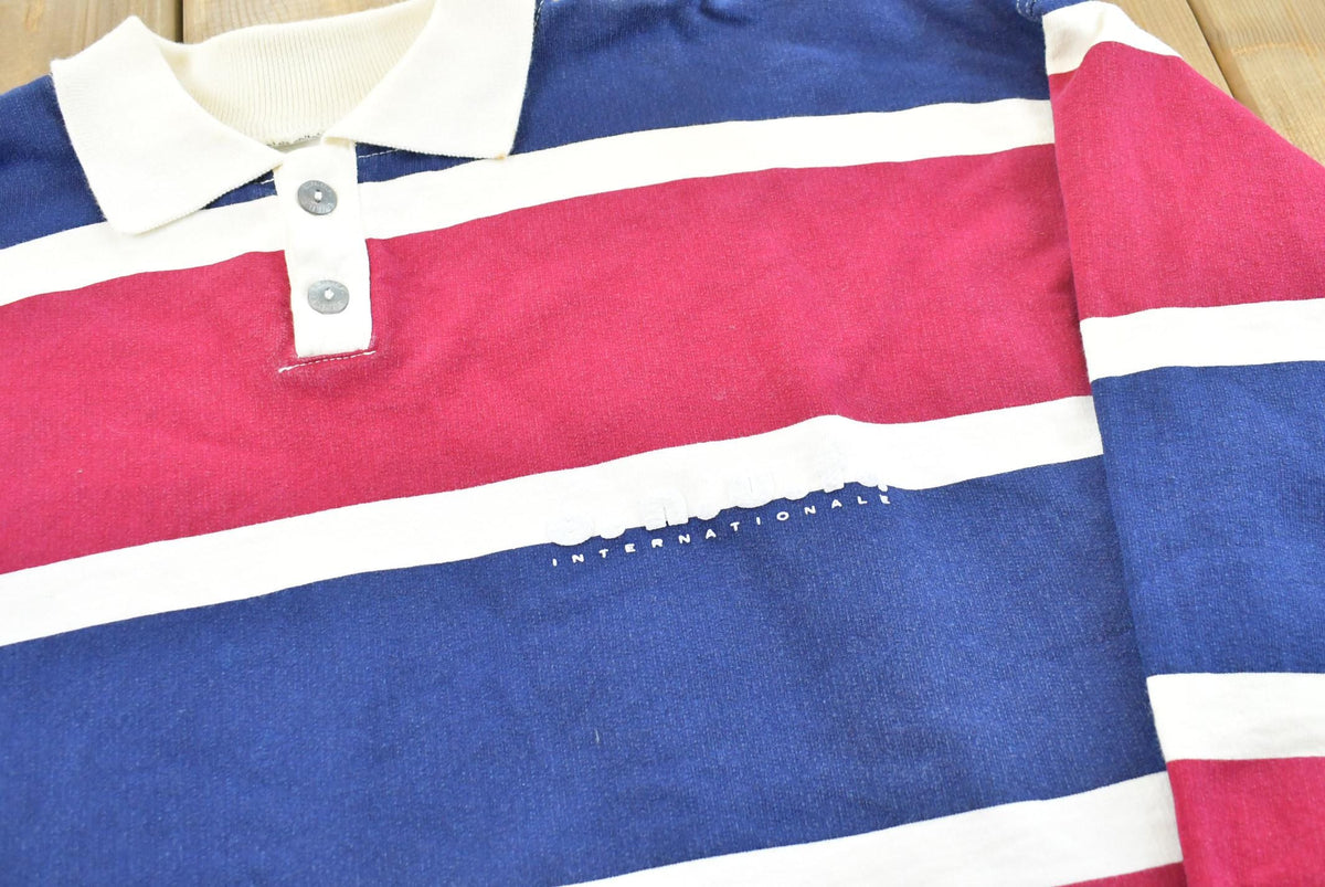 Vintage 1990s Enuf Internationale Striped Rugby Polo Collared Long Sleeve T-Shirt Men's XL from propervintagecanada