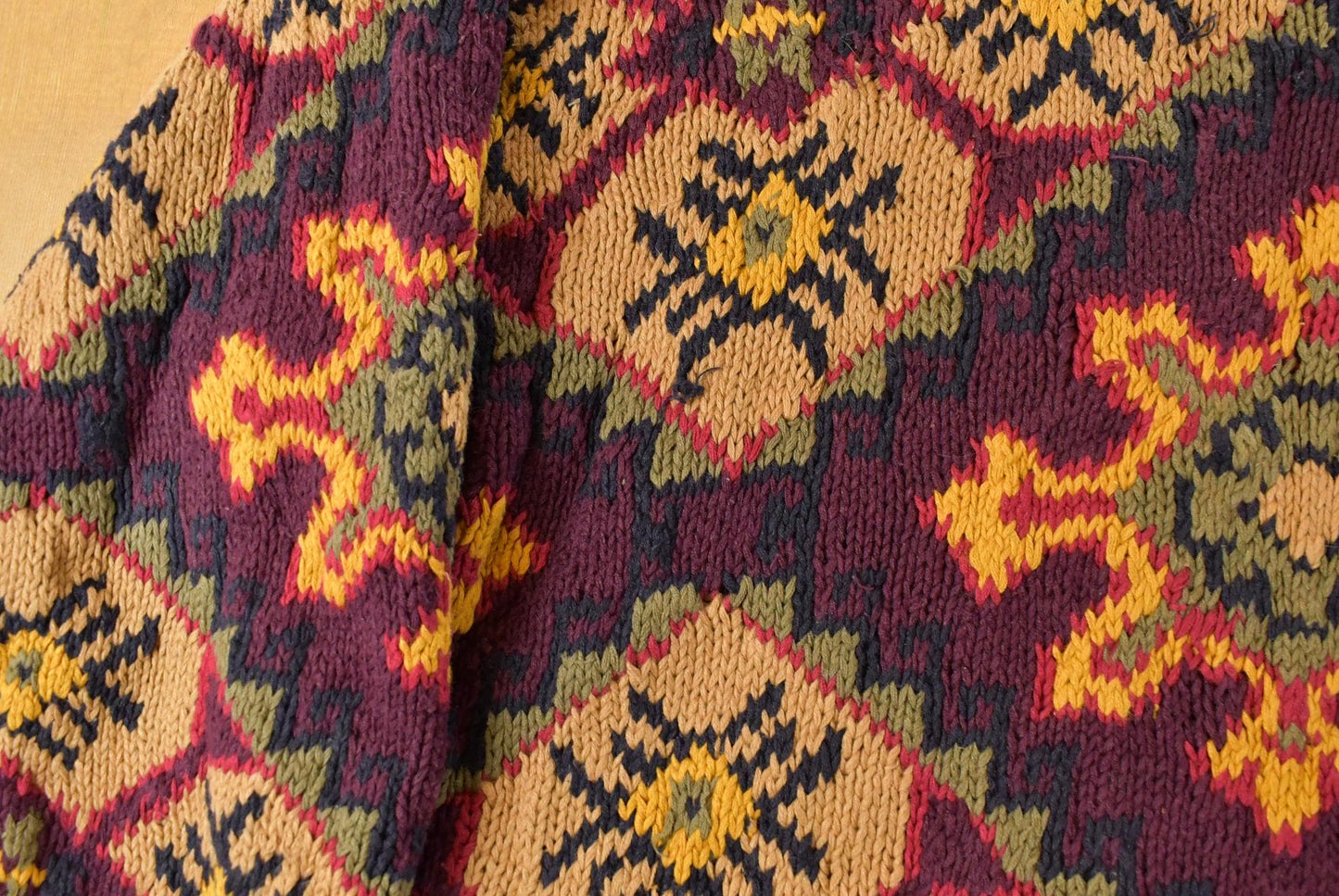 Vintage 1990s Episcia Hand Knit Geometric Crewneck Sweater Men's XL from propervintagecanada