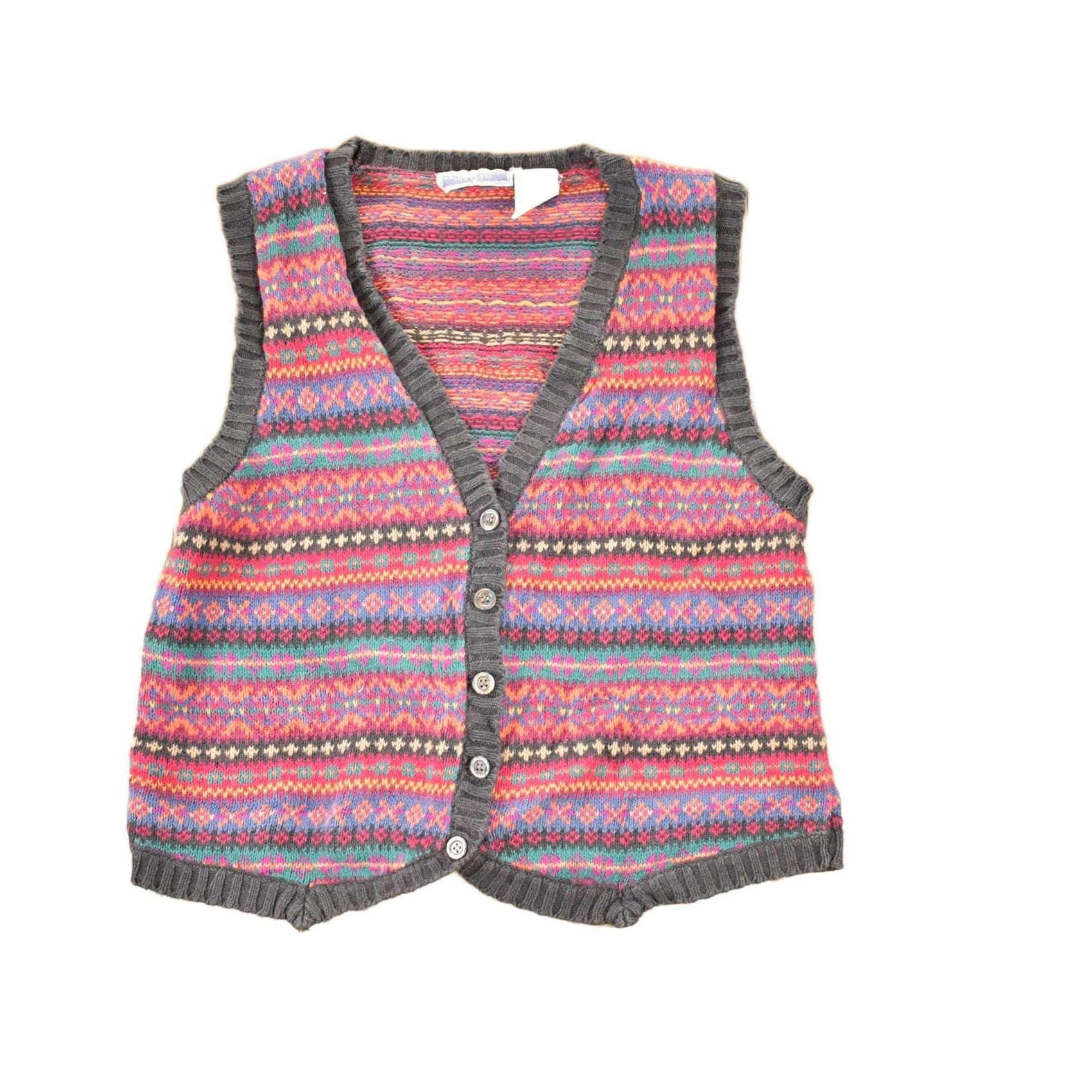 Vintage 1990s Erica Classics Abstract Knit Cardigan Sweater Vest Women's M from propervintagecanada