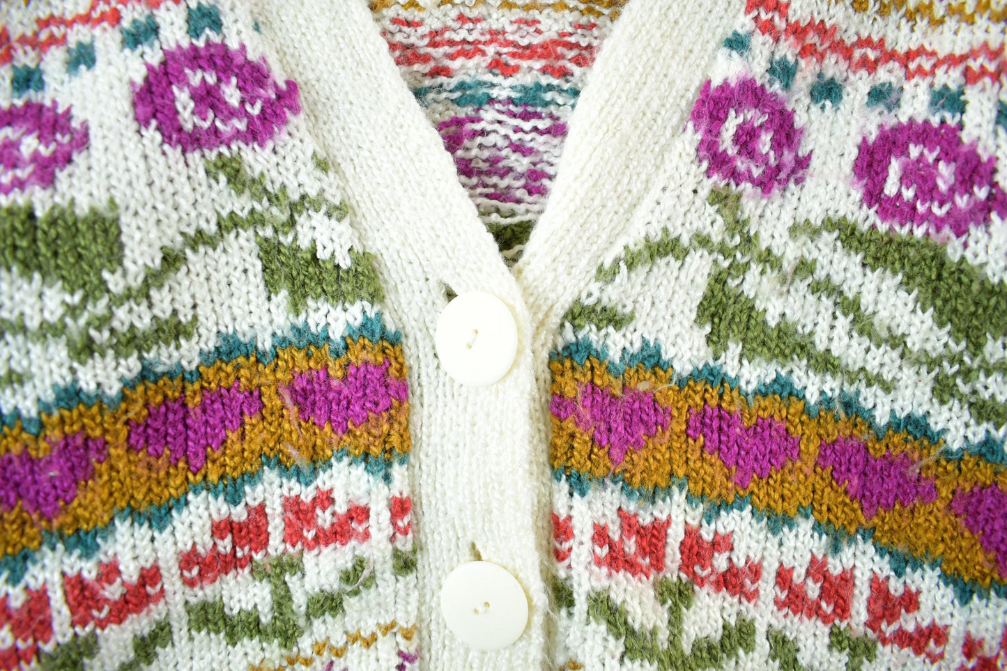 Vintage 1990s Erica & Company Floral Knit Cardigan Women's Medium from propervintagecanada