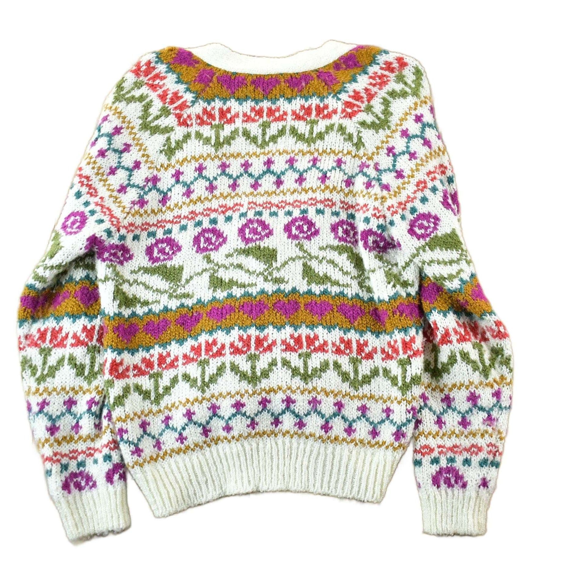 Vintage 1990s Erica & Company Floral Knit Cardigan Women's Medium from propervintagecanada