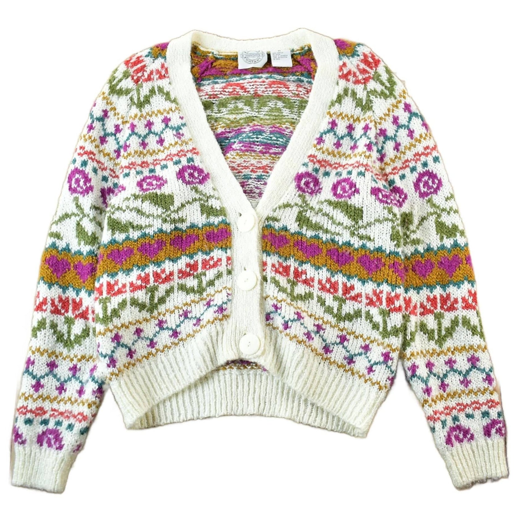 Vintage 1990s Erica & Company Floral Knit Cardigan Women's Medium from propervintagecanada