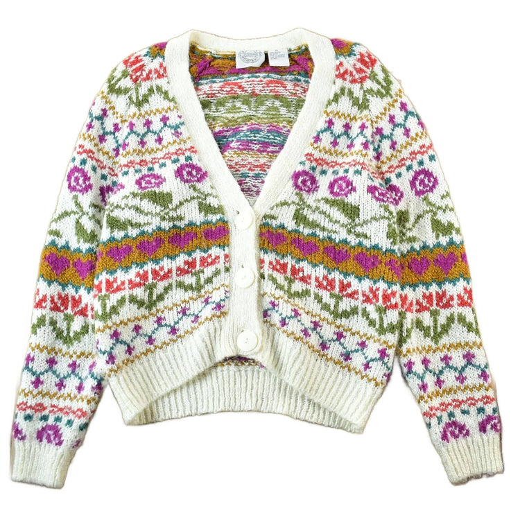 Vintage 1990s Erica & Company Floral Knit Cardigan Women's Medium from propervintagecanada