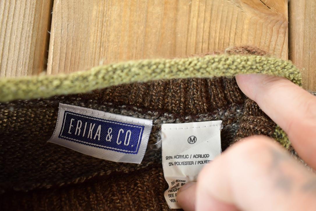 Vintage 1990s Erika And Co Knit Abstract Pattern Crewneck Sweater Men's Medium from propervintagecanada