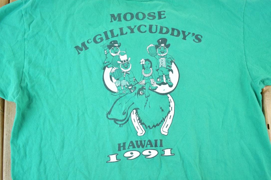 Vintage 1990s Erin Go Moose Souvenir Single Stitch Graphic Print T-Shirt Men's Large from propervintagecanada