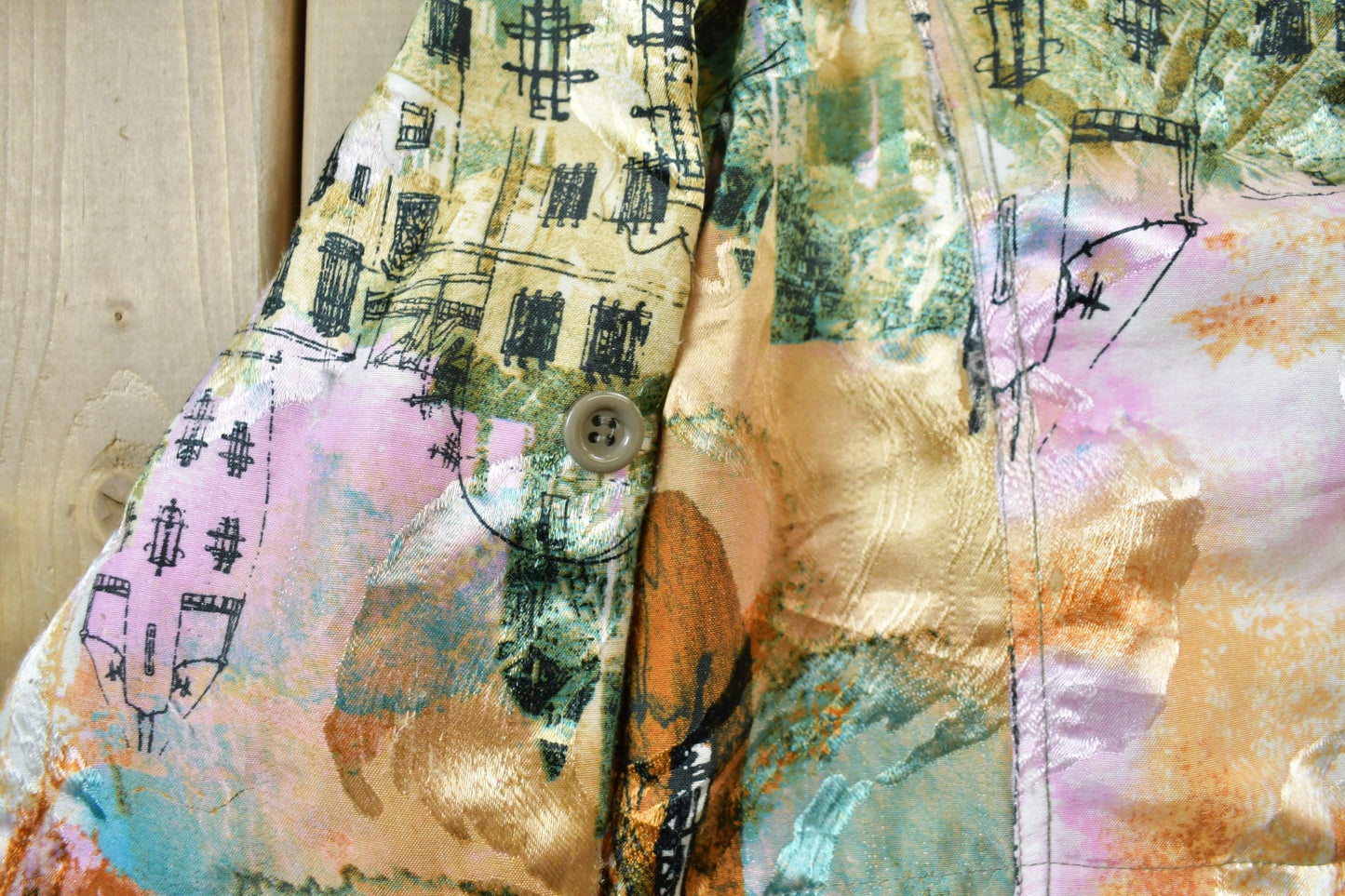 Vintage 1990s Erin London All Over Print Light Jacket Men's Small from propervintagecanada