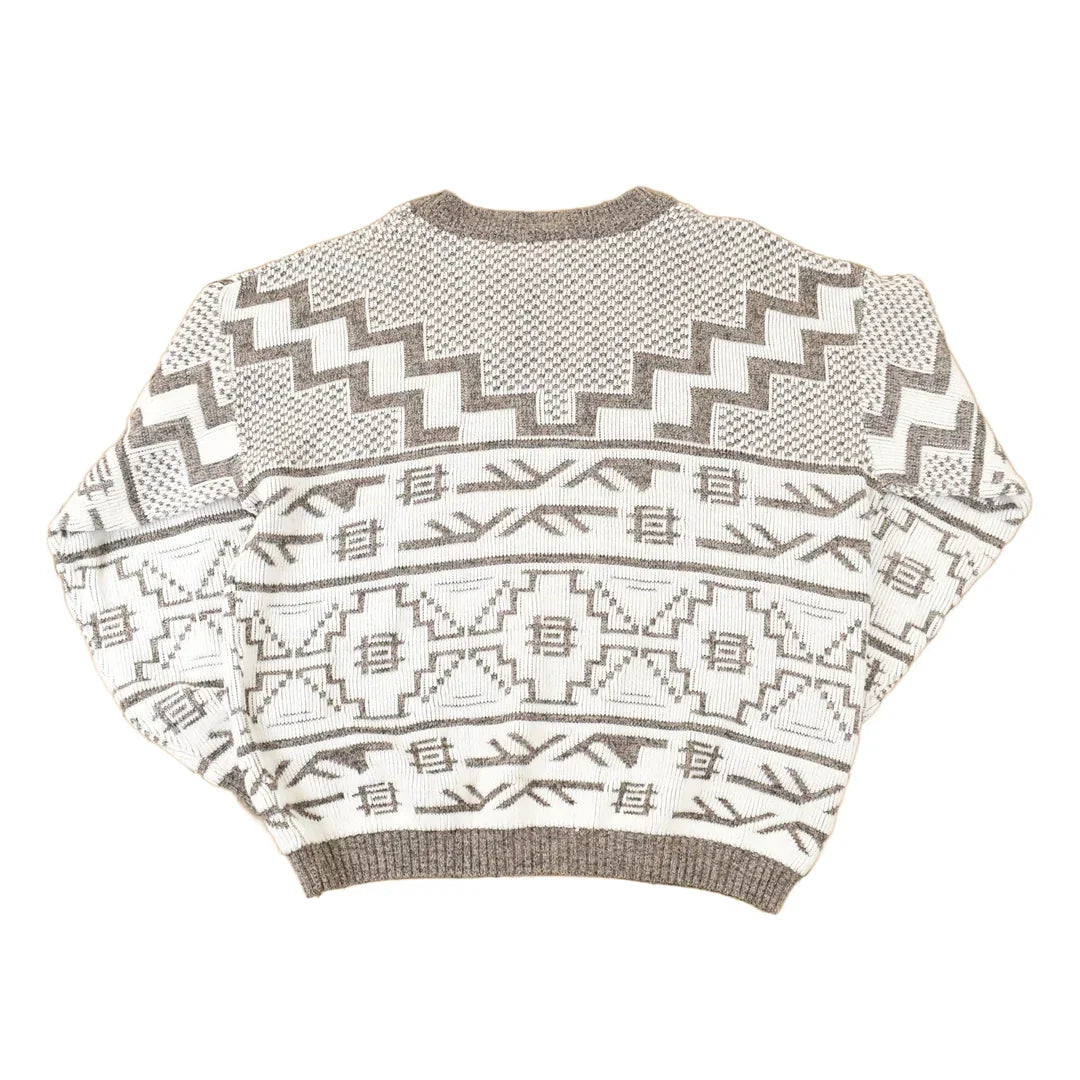 Vintage 1990s Essentiels Abstract Knit Crewneck Sweater Mens L from propervintagecanada