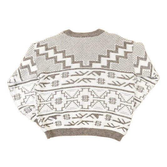 Vintage 1990s Essentiels Abstract Knit Crewneck Sweater Mens L from propervintagecanada