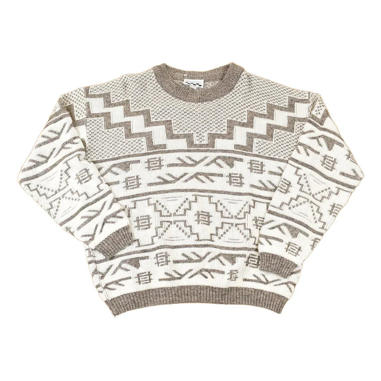 Vintage 1990s Essentiels Abstract Knit Crewneck Sweater Mens L from propervintagecanada