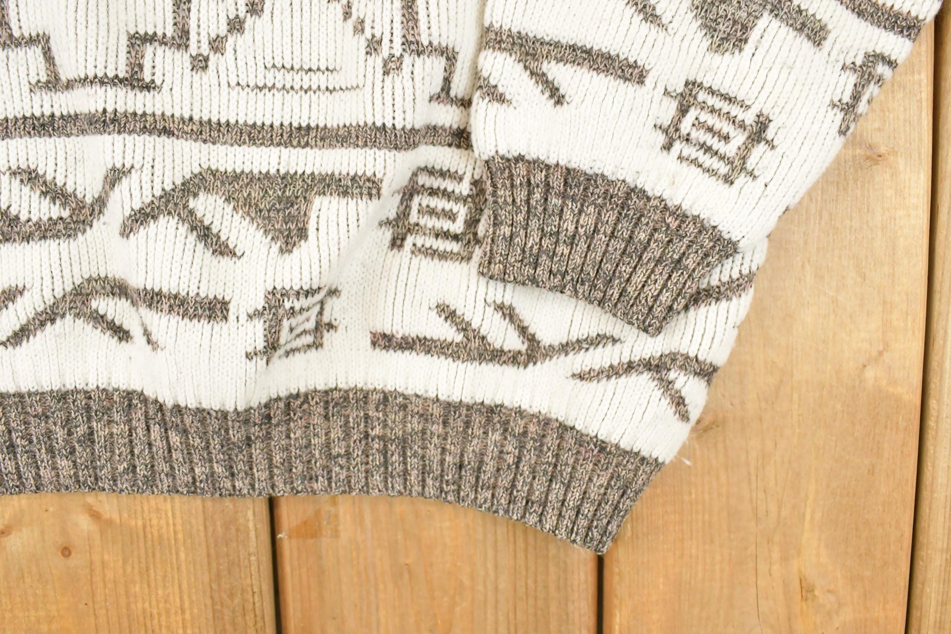 Vintage 1990s Essentiels Abstract Knit Crewneck Sweater Mens L from propervintagecanada