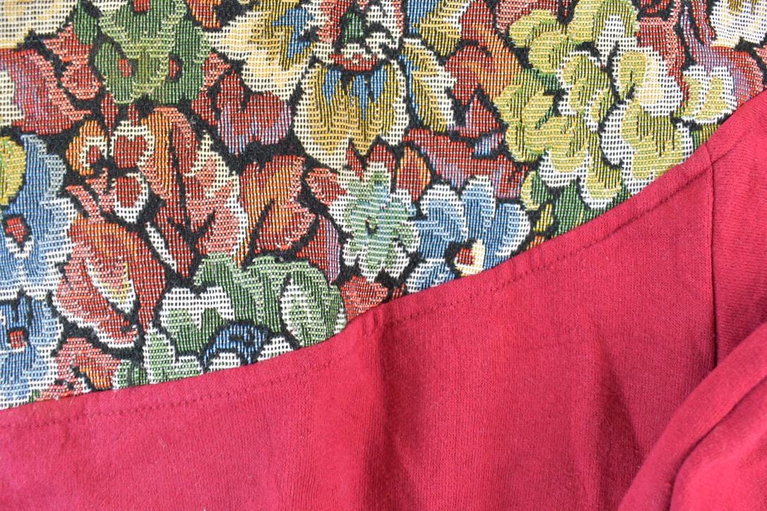 Vintage 1990s Euro Joy Floral Embroidered Quarter Zip Crewneck Sweatshirt Men's Medium from propervintagecanada