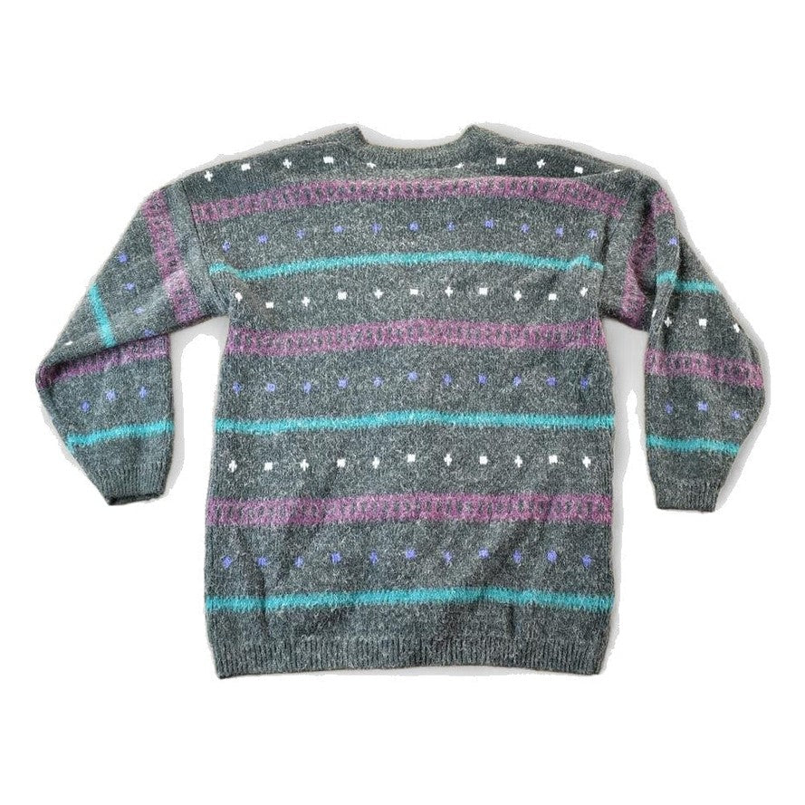 Vintage 1990s Euro Prep Knit Abstract Pattern Crewneck Sweater Womens Medium from propervintagecanada
