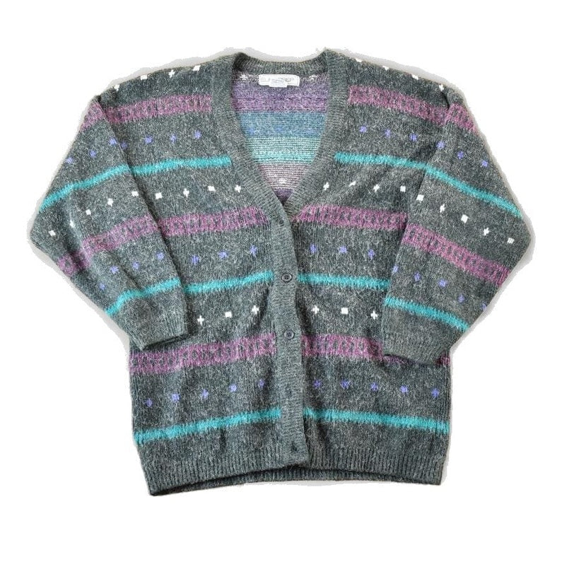 Vintage 1990s Euro Prep Knit Abstract Pattern Crewneck Sweater Womens Medium from propervintagecanada