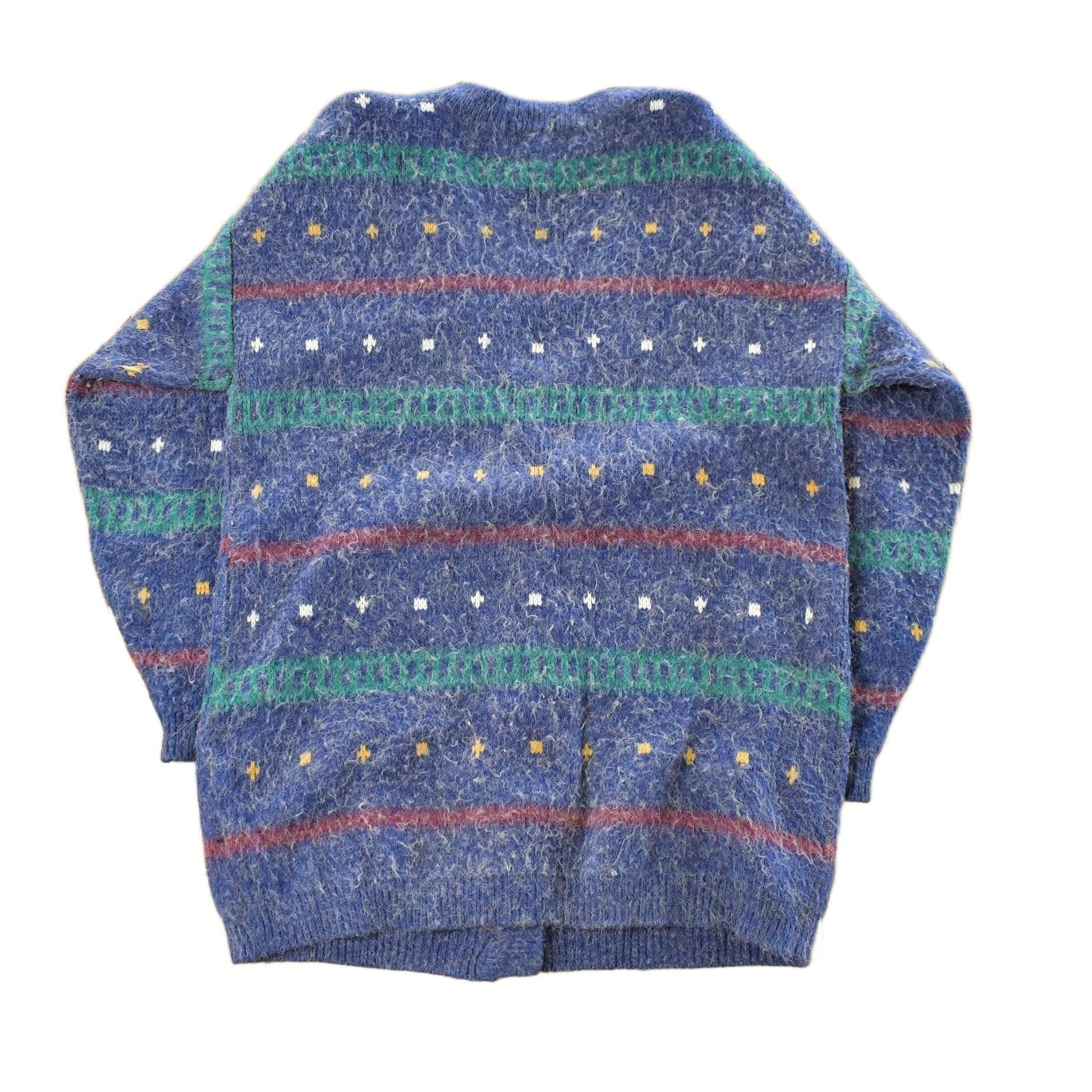 Vintage 1990s Euro Prep Striped Knit Cardigan Sweater Women's S from propervintagecanada