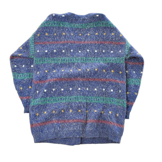 Vintage 1990s Euro Prep Striped Knit Cardigan Sweater Women's S from propervintagecanada