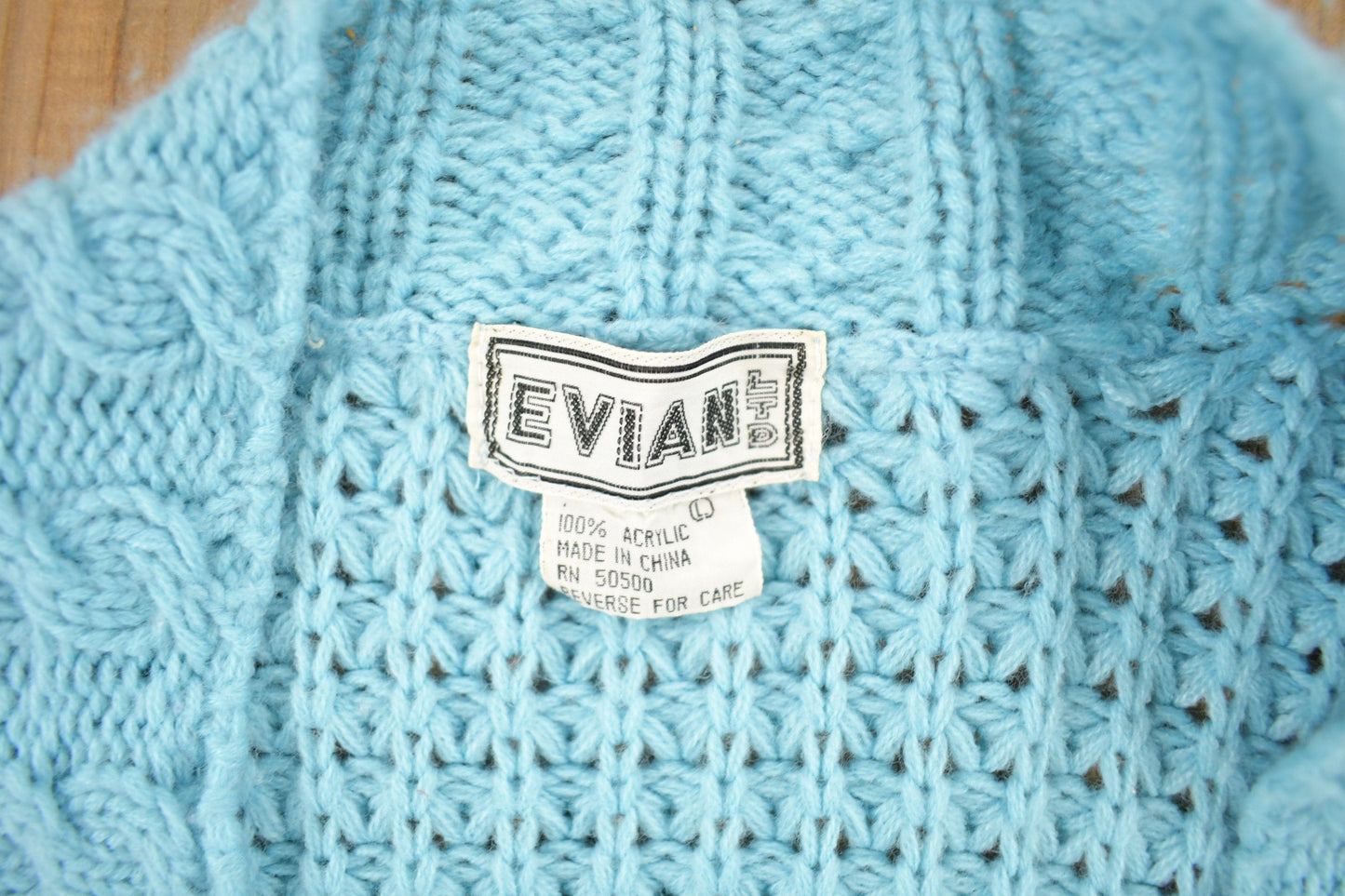 Vintage 1990s Evian Cable Knit Cardigan Sweater Men's L from propervintagecanada