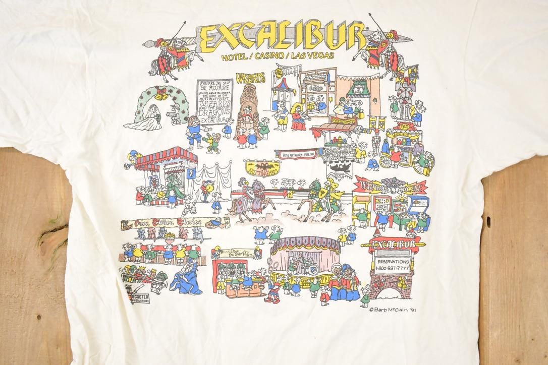 Vintage 1990s Excalibur Casino Las Vegas Souvenir Travel T-Shirt Men's M from propervintagecanada