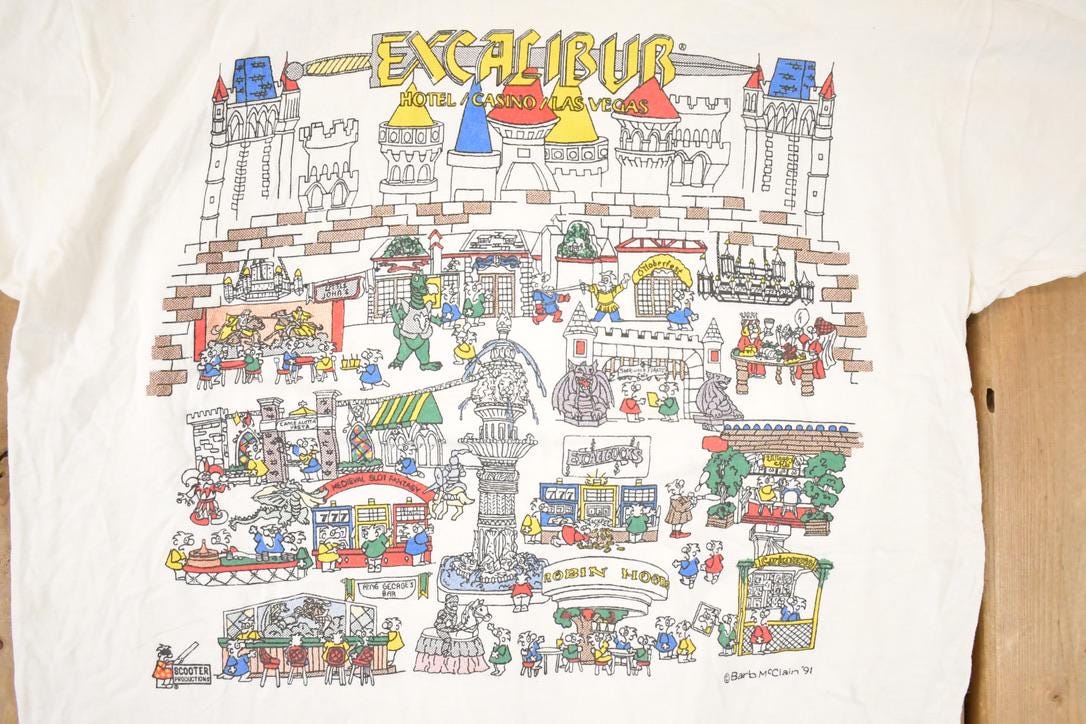 Vintage 1990s Excalibur Casino Las Vegas Souvenir Travel T-Shirt Men's M from propervintagecanada