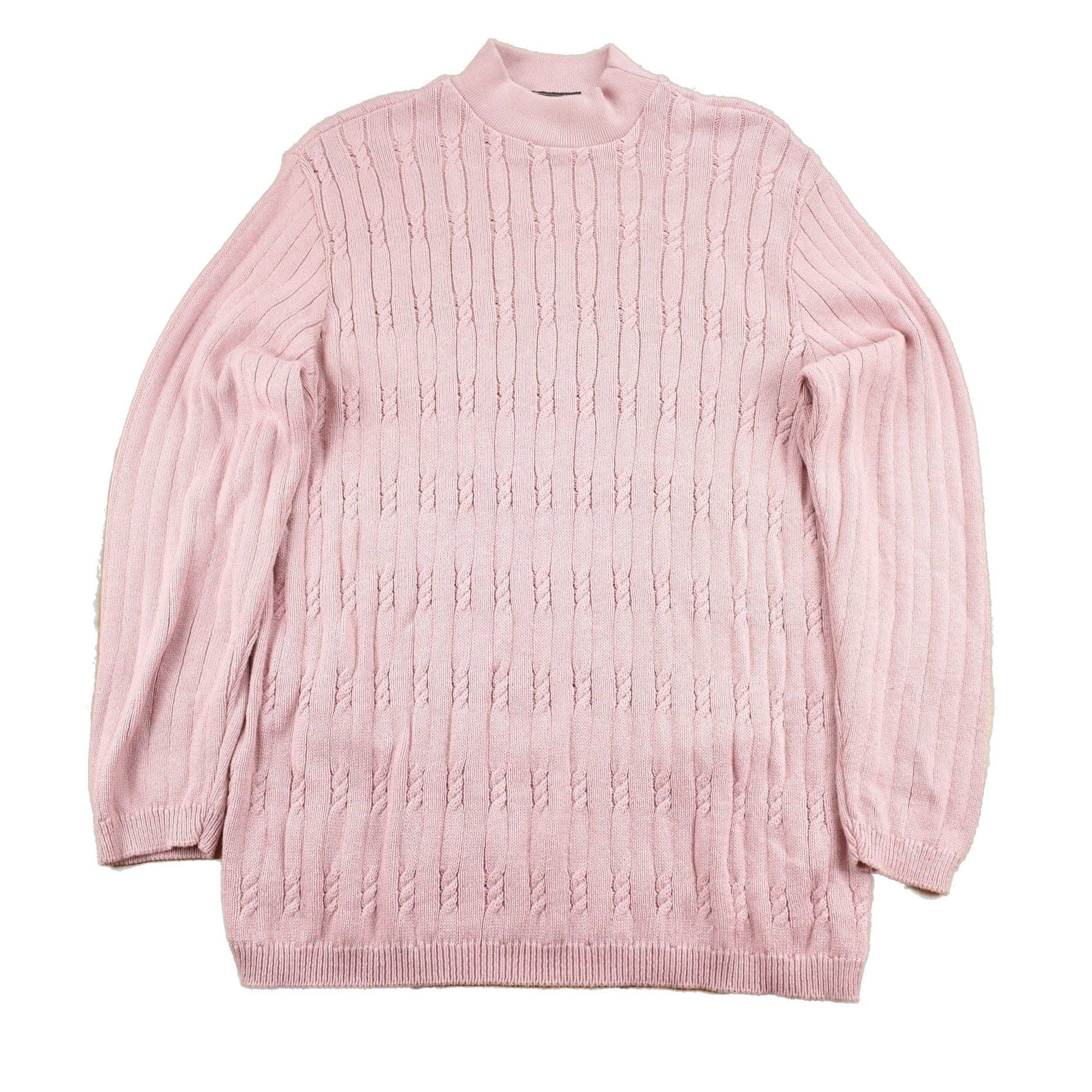 Vintage 1990s Excelsior Pink Cable Knitt Mockneck Sweater Men's Large from propervintagecanada