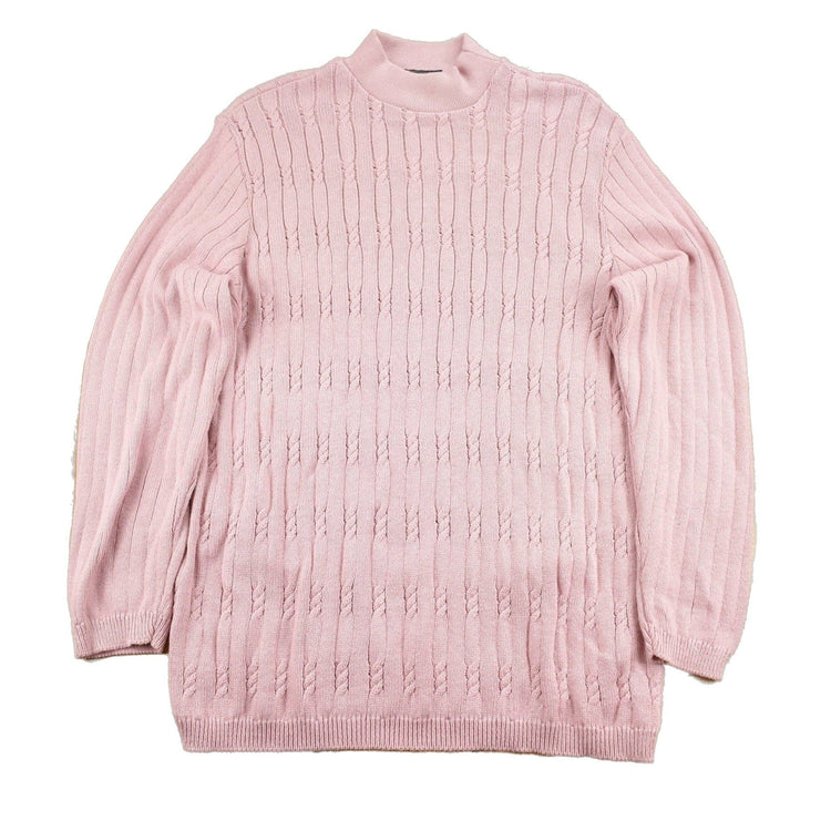 Vintage 1990s Excelsior Pink Cable Knitt Mockneck Sweater Men's Large from propervintagecanada
