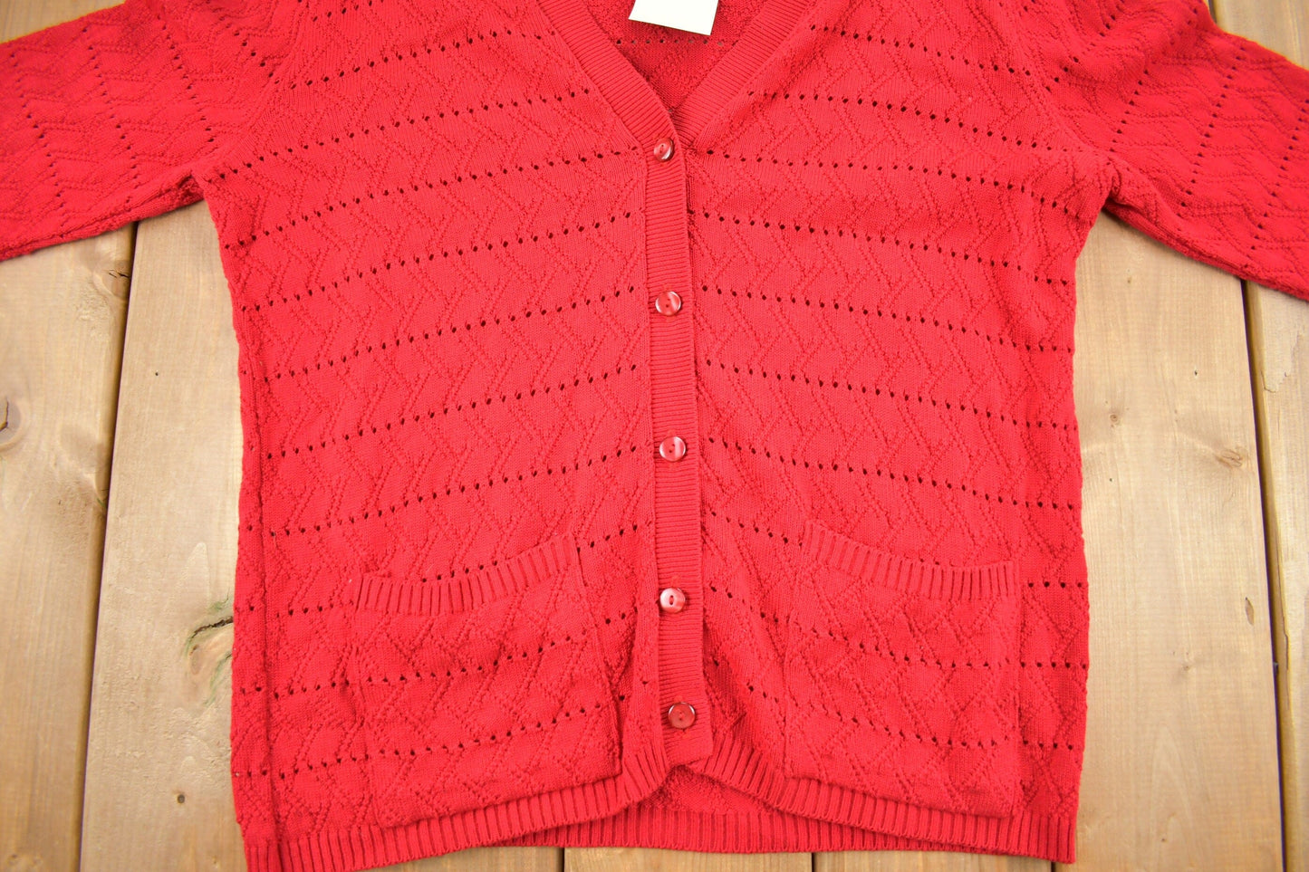 Vintage 1990s Excelsior Red Knit Cardigan Sweater Men's Large from propervintagecanada
