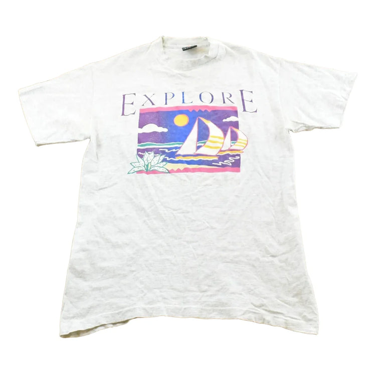 Vintage 1990s Explore Sailing Souvenir T Shirt Men's L from propervintagecanada