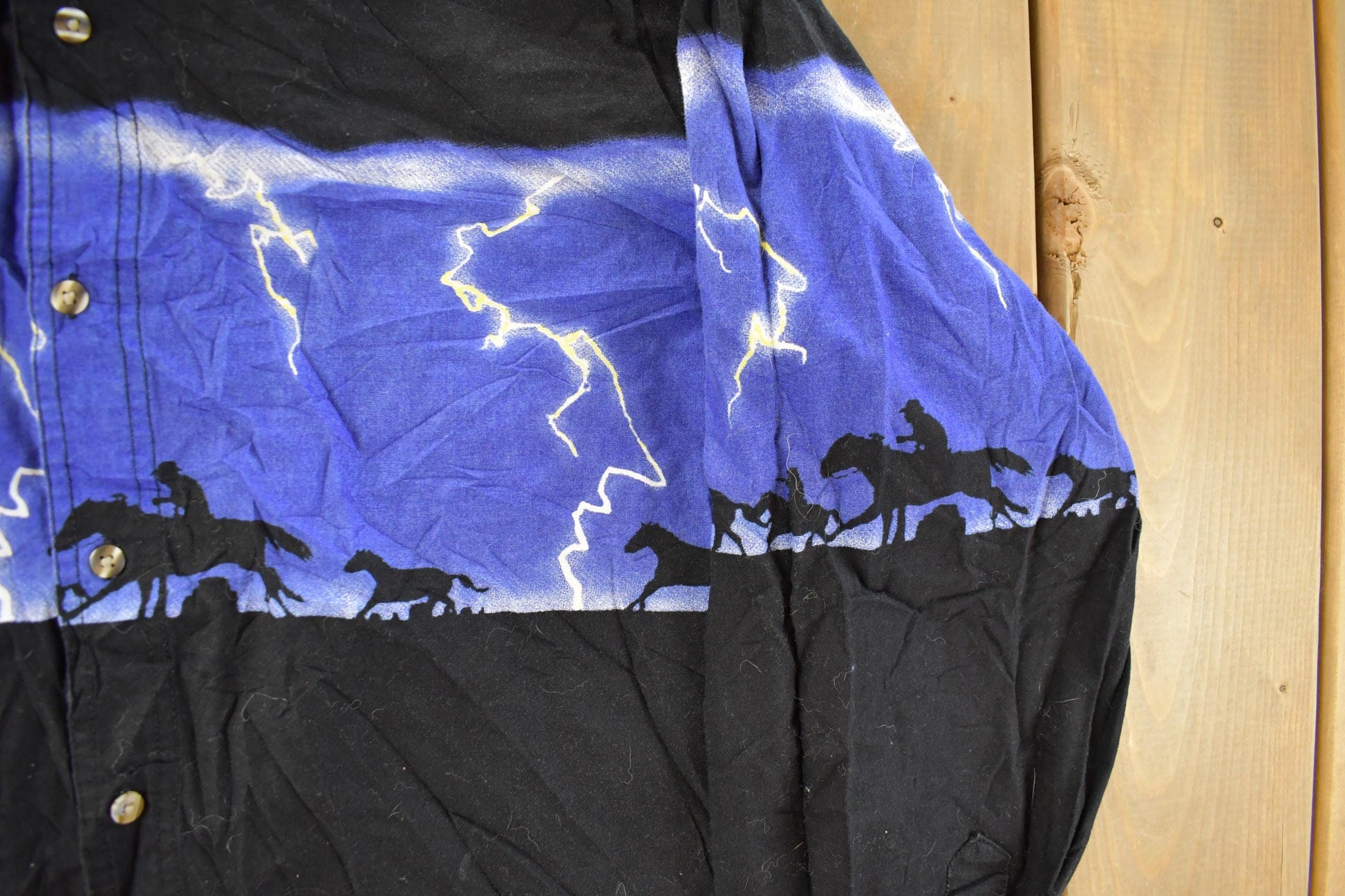 Vintage 1990s Express Rider Western Shirt Horse Theme Pearl Snap Button Up Shirt Men's Large from propervintagecanada