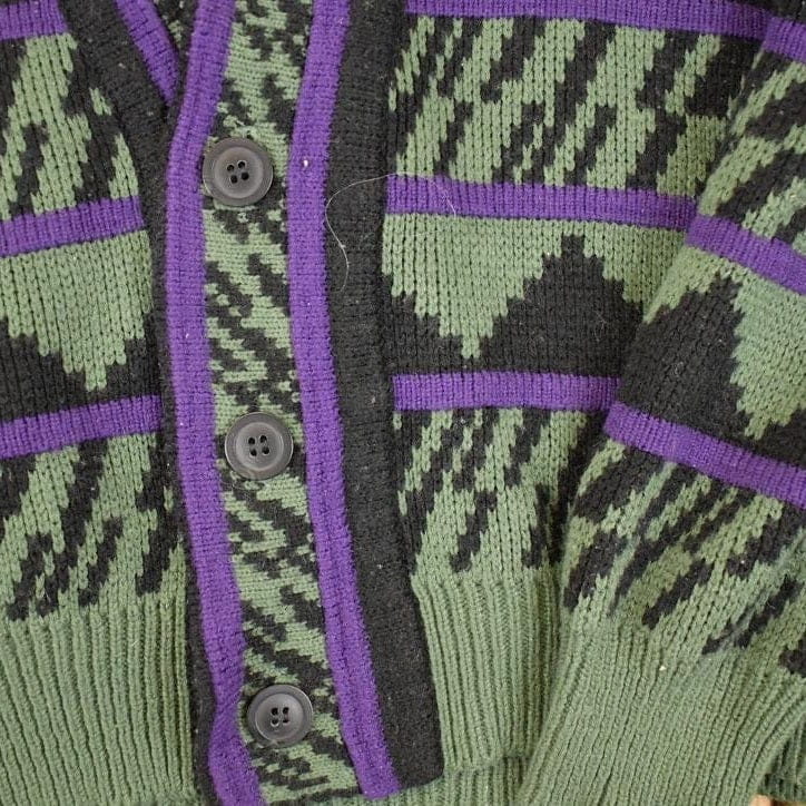 Vintage 1990s Expressions Internationsl Abstract Knit Cardigan Sweater Men's L / Preppy Knit Cardigan / Fancy Knit Vintage Cardigan from propervintagecanada