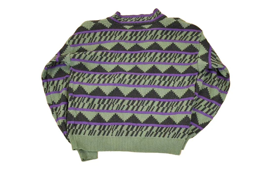 Vintage 1990s Expressions Internationsl Abstract Knit Cardigan Sweater Men's L / Preppy Knit Cardigan / Fancy Knit Vintage Cardigan from propervintagecanada